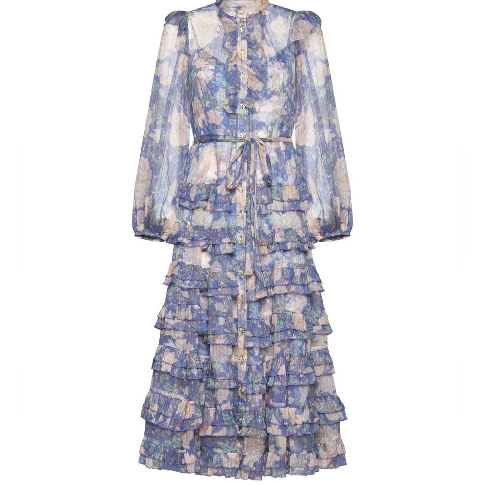 Zimmermann midi cosmic tiered dress, size 0